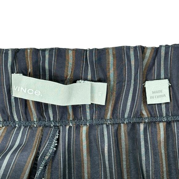 VINCE Blue Brown Lightweight Pull On Elastic Waist Pants Striped Women's Size XS - Picture 4 of 7